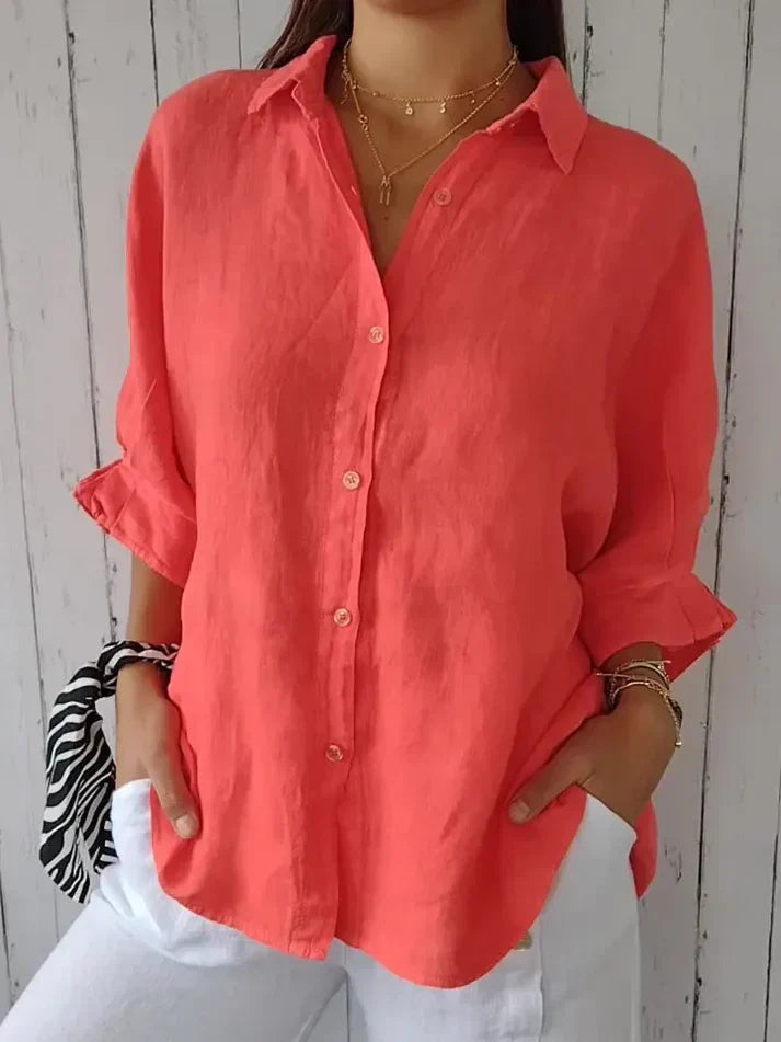 Jennifer | Elegant blouse with long sleeves in plus sizes