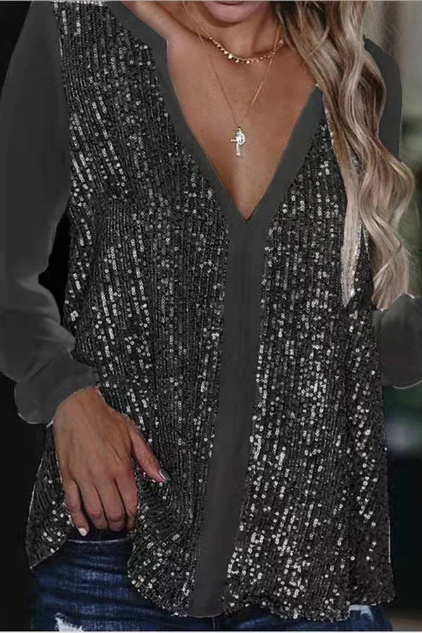 Jennifer | Elegante blouse met pailletten en lange mouwen