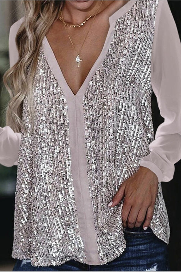 Jennifer | Elegante blouse met pailletten en lange mouwen