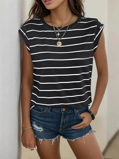 Koreaanse Retrostijl Gestreepte Zomer Top voor Dames
