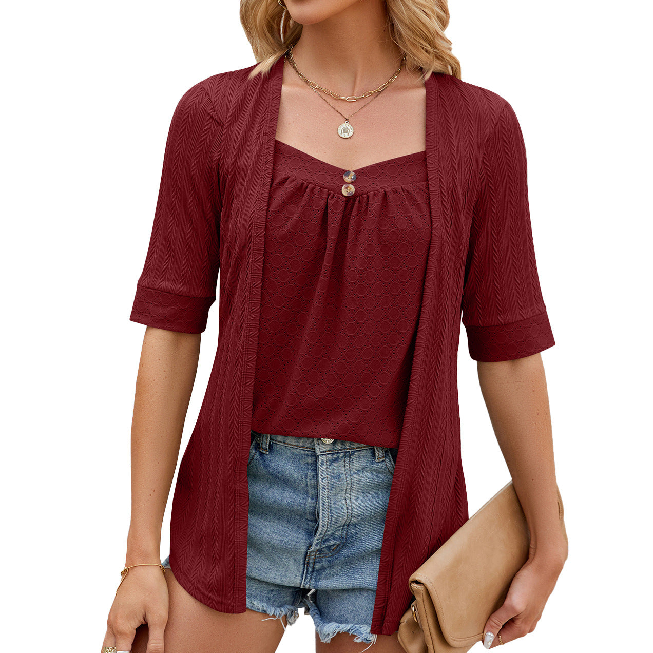 Julia | Open shirt met een zacht shirt scooter
