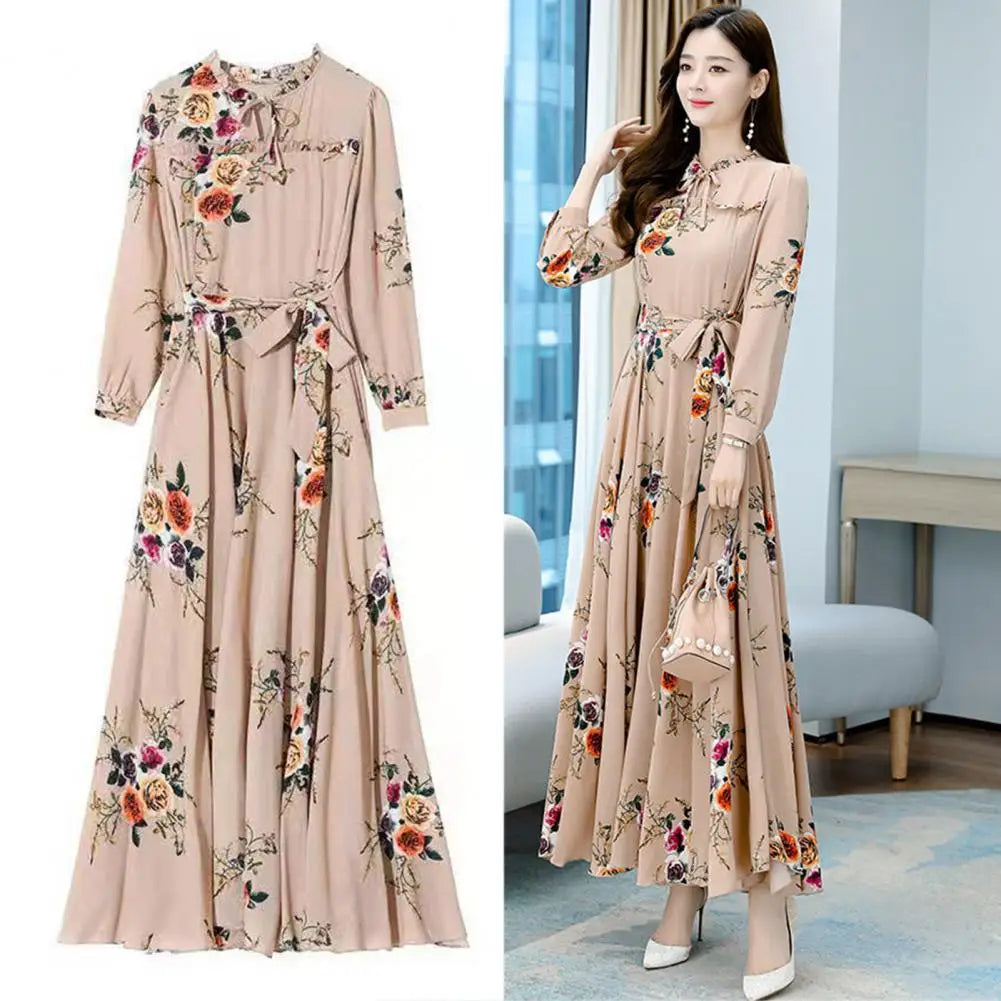 Eleganza Langarm Maxi Kleid