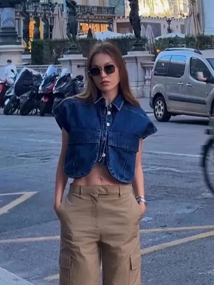 Camicetta in denim elegante Savina