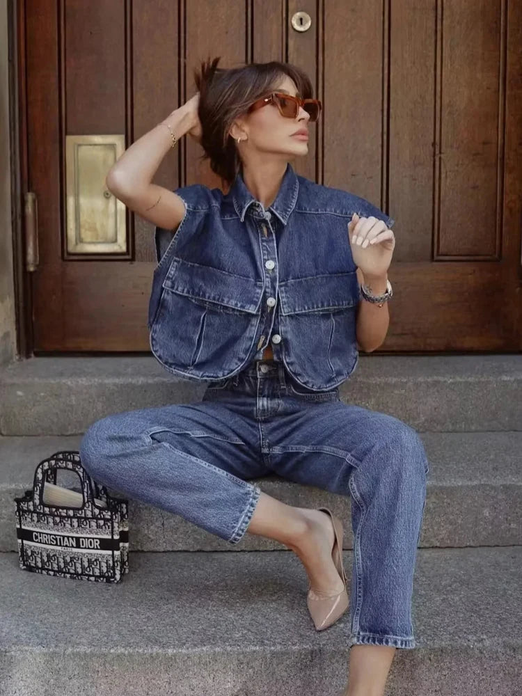 Camicetta in denim elegante Savina