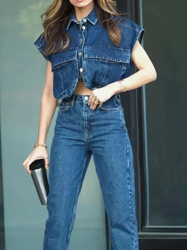 Camicetta in denim elegante Savina