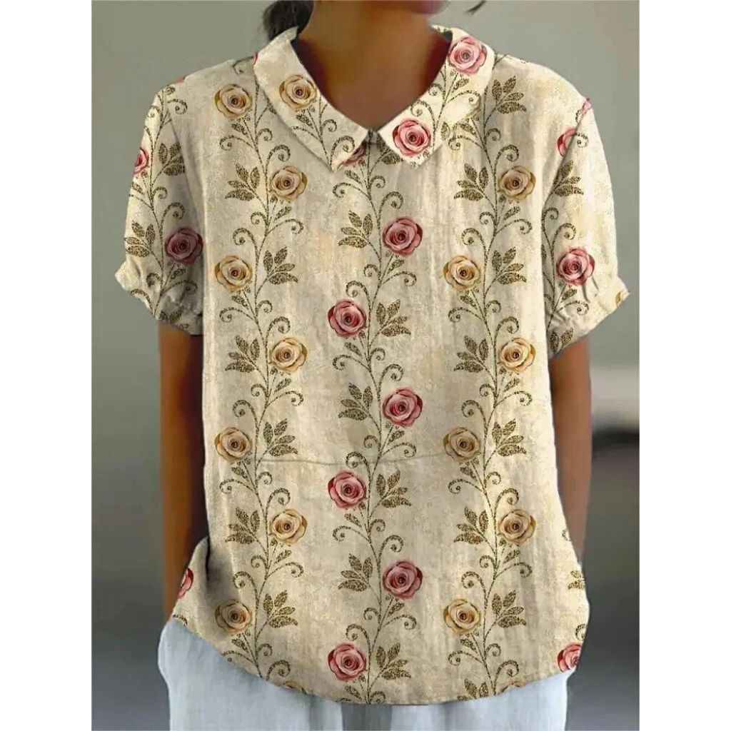 Katharina | Blouse van katoenmix met bloemenpatroon