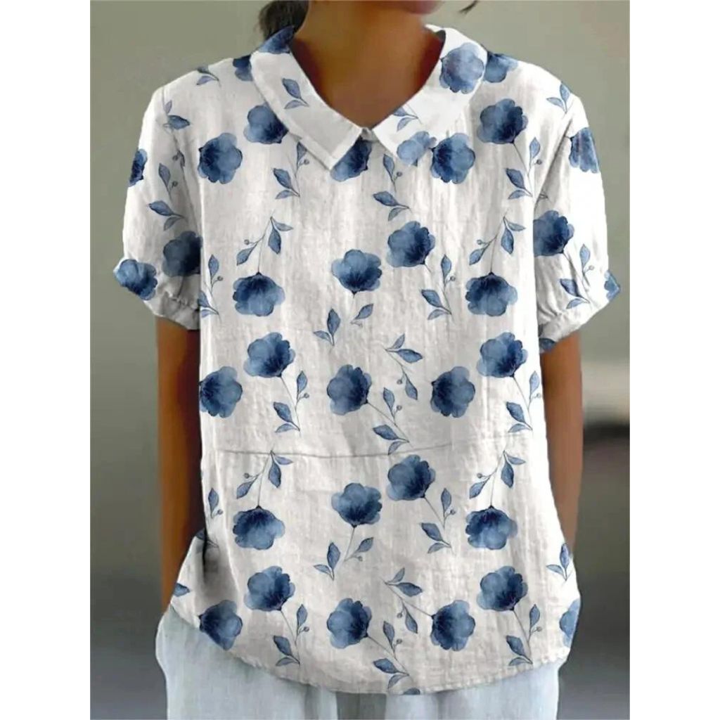 Katharina | Blouse van katoenmix met bloemenpatroon