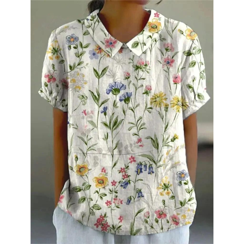 Katharina | Blouse van katoenmix met bloemenpatroon
