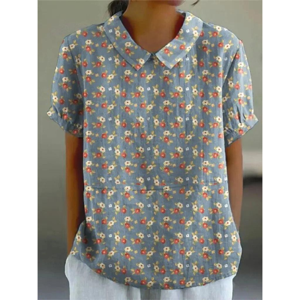 Katharina | Blouse van katoenmix met bloemenpatroon