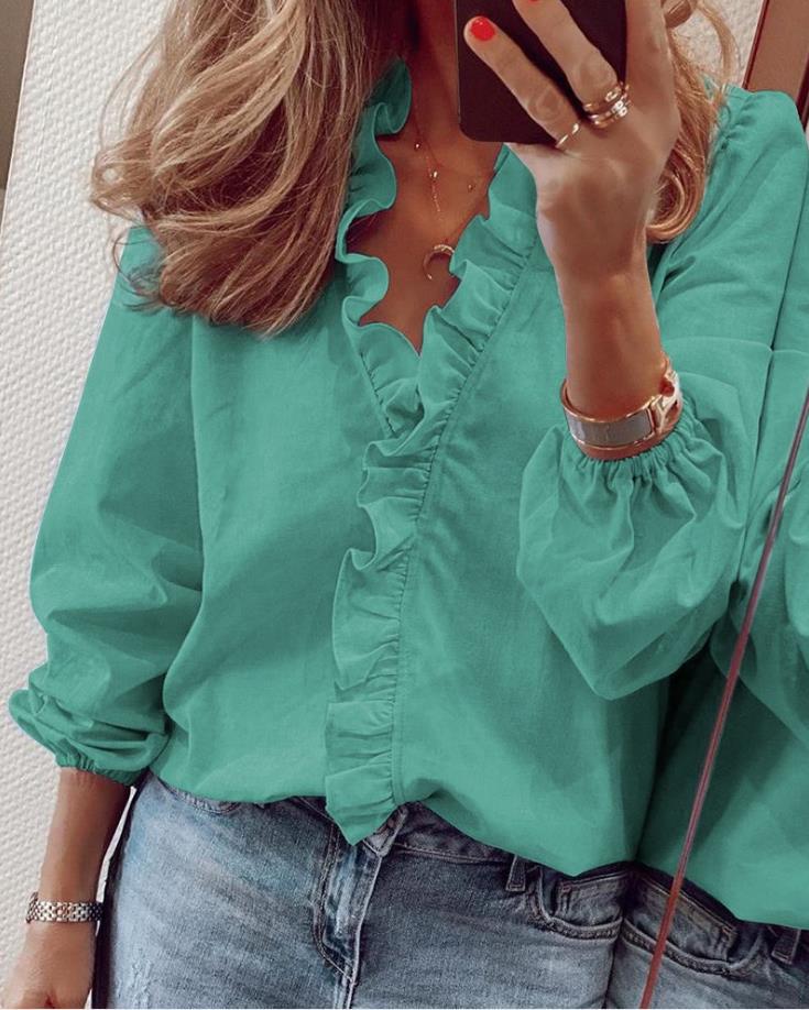 Katharina | Zomerblouse met V-hals en ruches