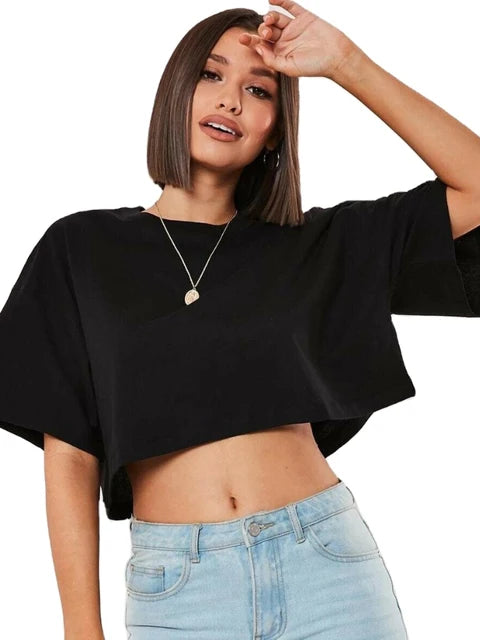 FitFemme Damen Kurzarm Crop Top