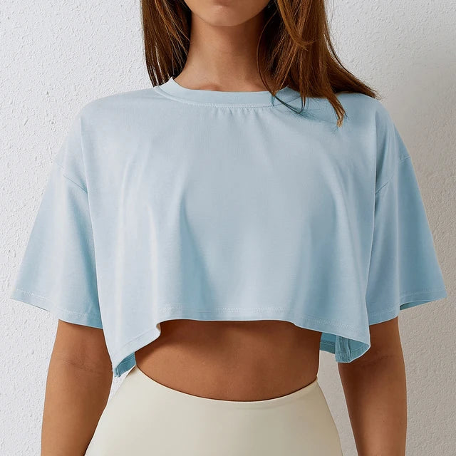 FitFemme Damen Kurzarm Crop Top