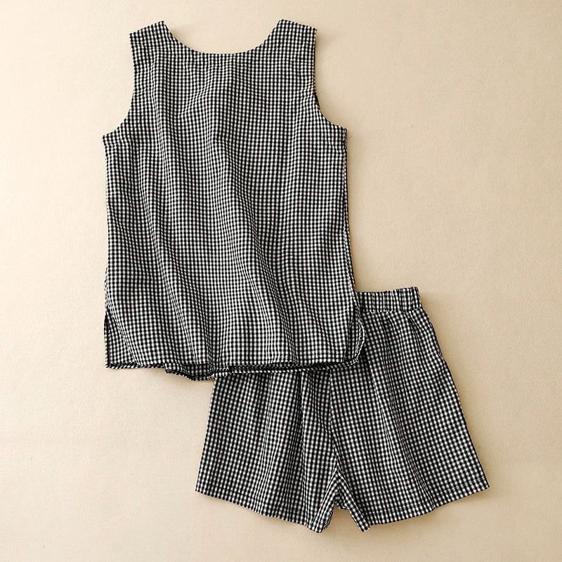 Luna Mode Zomerse Geruite Cardigan Set