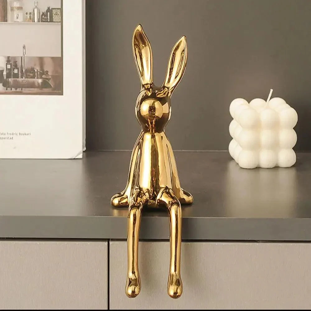 Kleurrijk Konijnen Ornament van Metaal en Keramiek