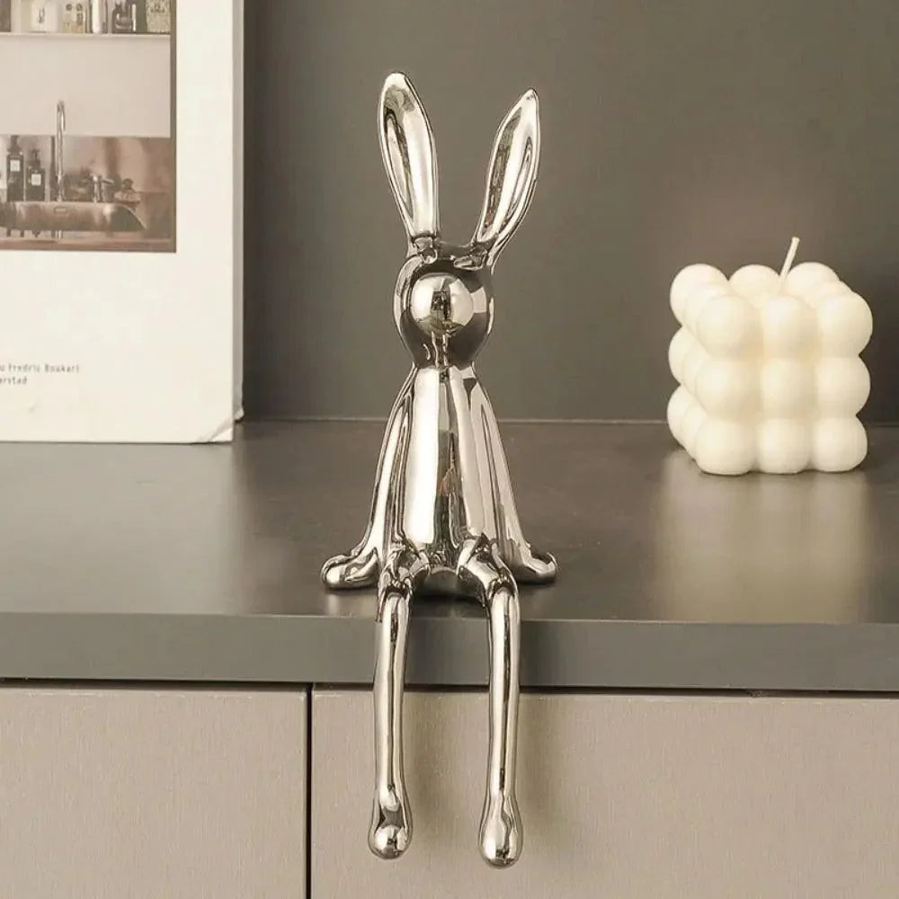 Kleurrijk Konijnen Ornament van Metaal en Keramiek