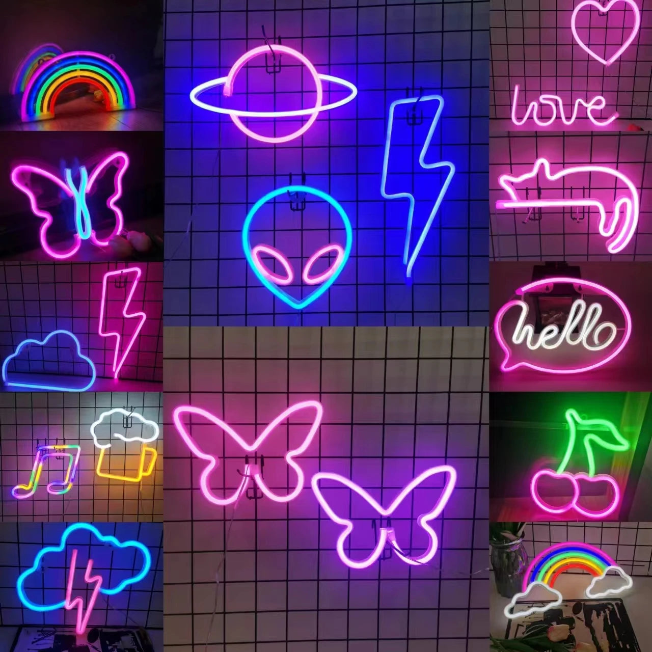 Insegna al neon LED colorata per decorazione murale elegante