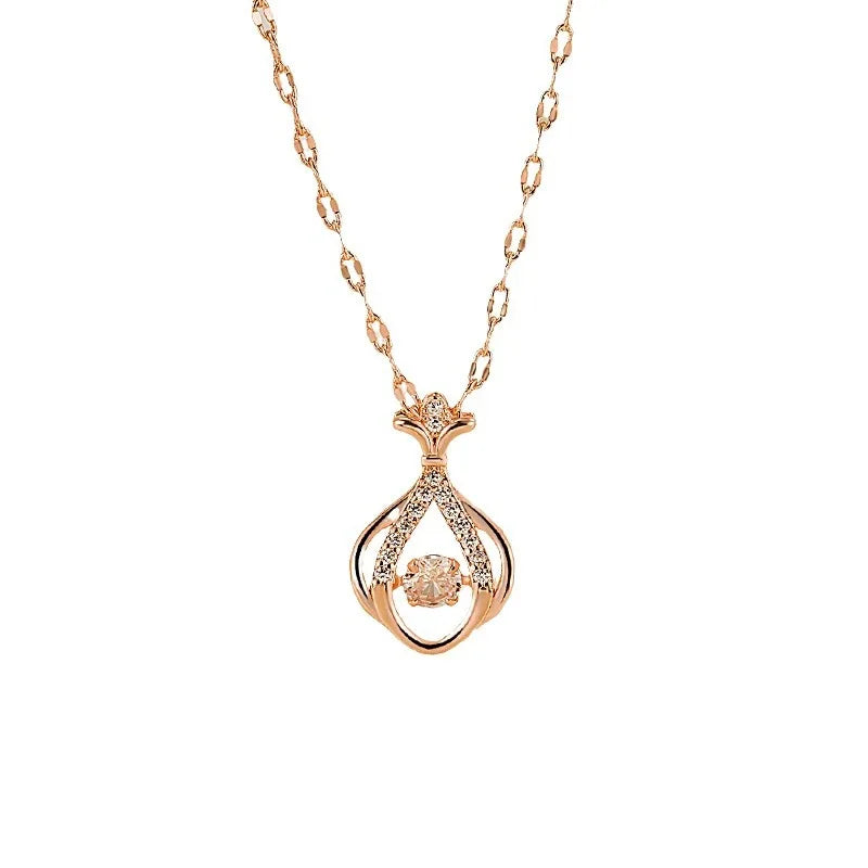 Refined Copper Necklace with Cubic Zirconia and Gemstone for Trendy Women