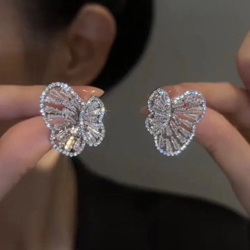 Enchanting Sweet Zircon Butterfly Stud Earrings