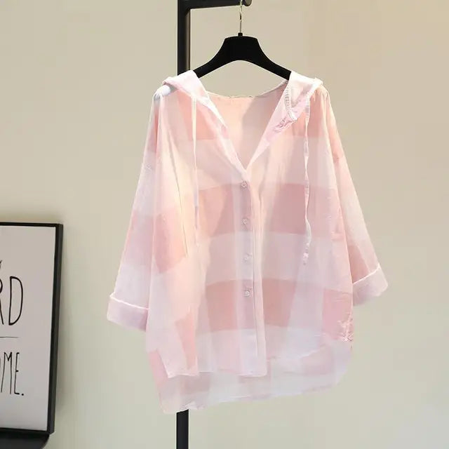 Kariertes Hoodie-Bluse für trendige Sommerlooks