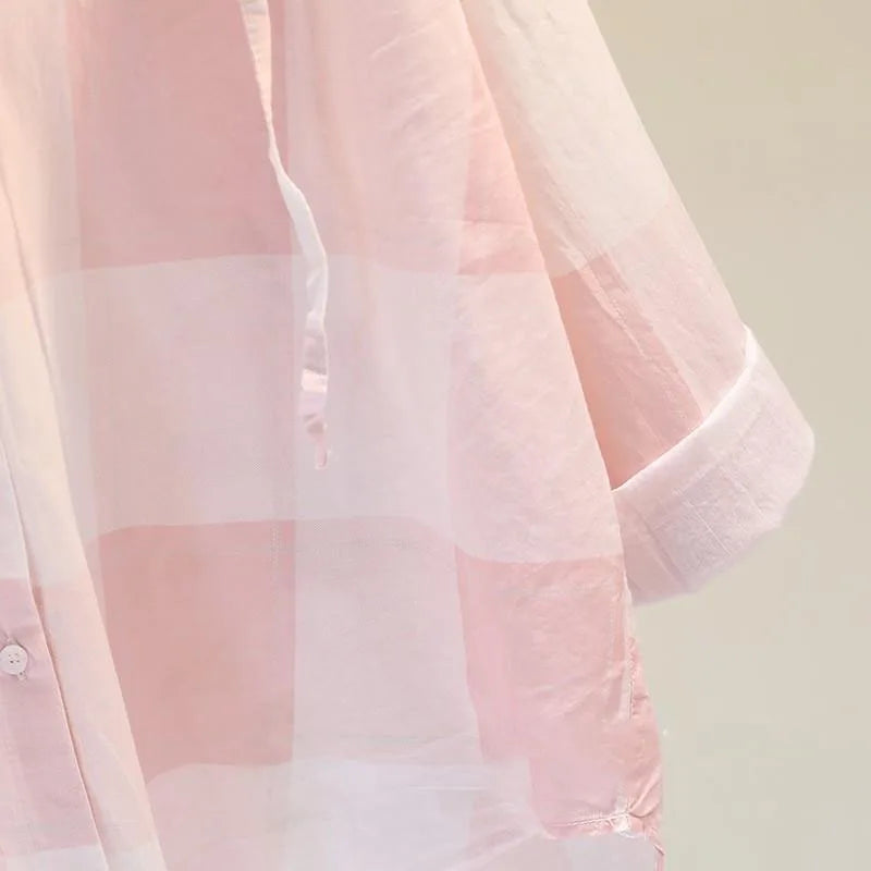 Checkered Hoodie Blouse for Trendy Summer Looks