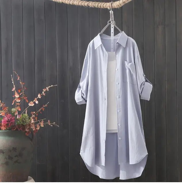 Glinsterende Zomerzucht Losse Midi Shirt voor Dames