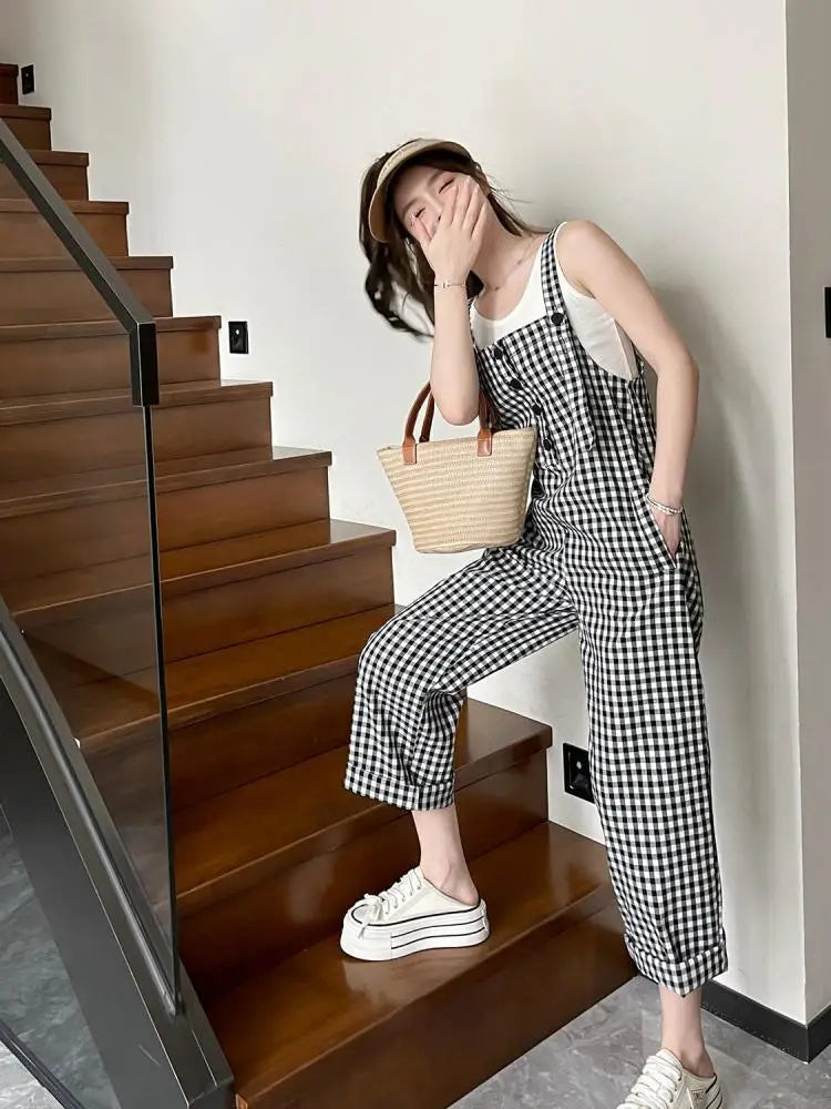 Urban Chic Koreaanse Ruitjes Jumpsuit