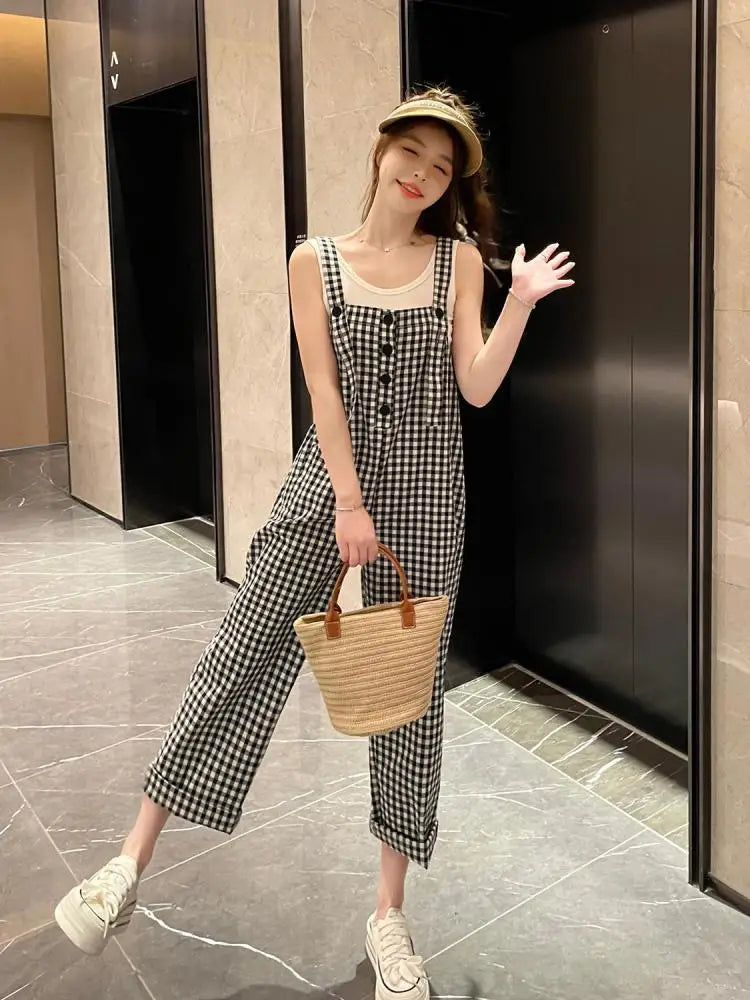 Urban Chic Koreaanse Ruitjes Jumpsuit