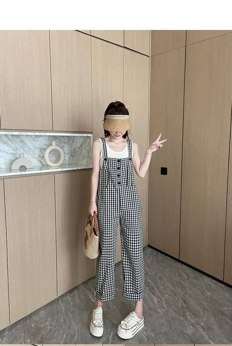 Urban Chic Koreaanse Ruitjes Jumpsuit