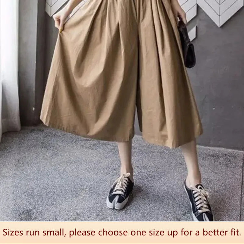 Elegante Pantaloni Femminili Coreani Sciolti - Gonna a Campana a Vita Alta Snellente per l'Estate