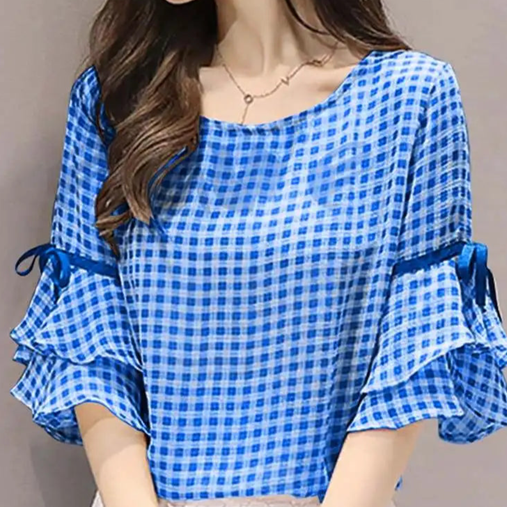 ZomerLuxe Camicia Estiva a Quadri Stile Coreano