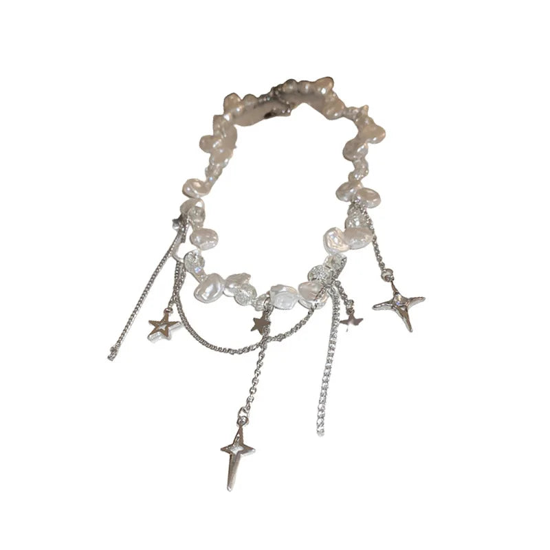 BellaGrace Irregular Pearl Zircon Cross Necklace
