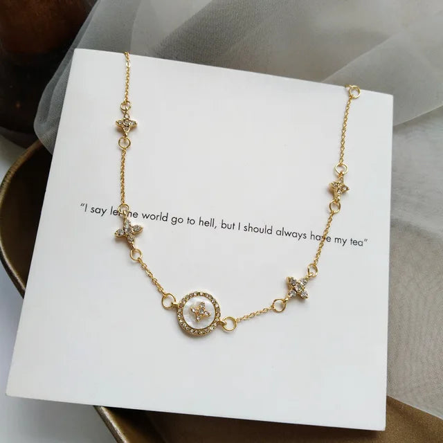 GlimGoud Nieuwe Zirkoon Ster Ketting Armband in Goud voor Vrouwen