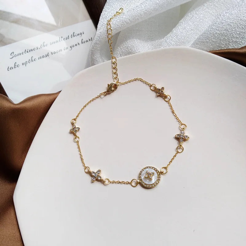 GlimGoud Nieuwe Zirkoon Ster Ketting Armband in Goud voor Vrouwen