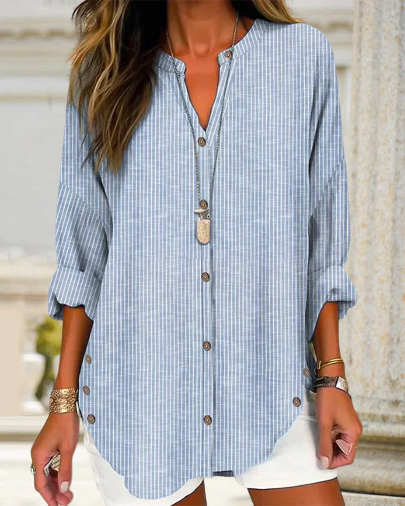 Kristin | Elegant V-neck striped blouse
