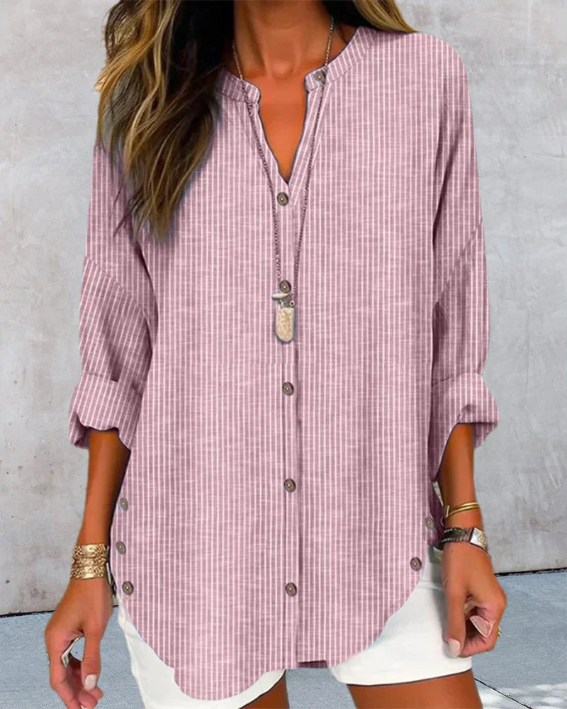 Kristin | Elegant V-neck striped blouse