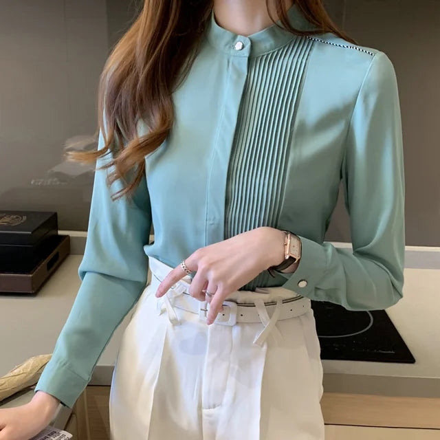 MIRA Camicetta in chiffon a manica lunga per donne