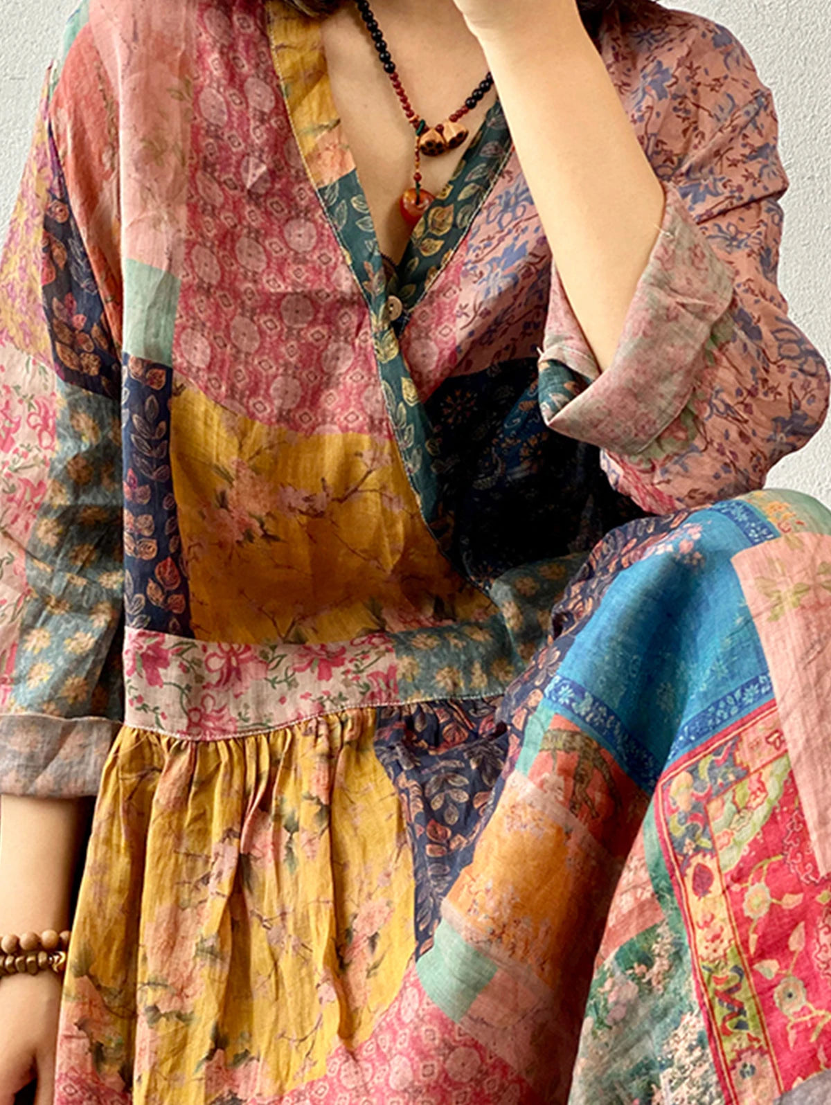 ModeBelle's Lange Mouw Vintage Bloemen Zomer Lange Jurken voor Vrouwen