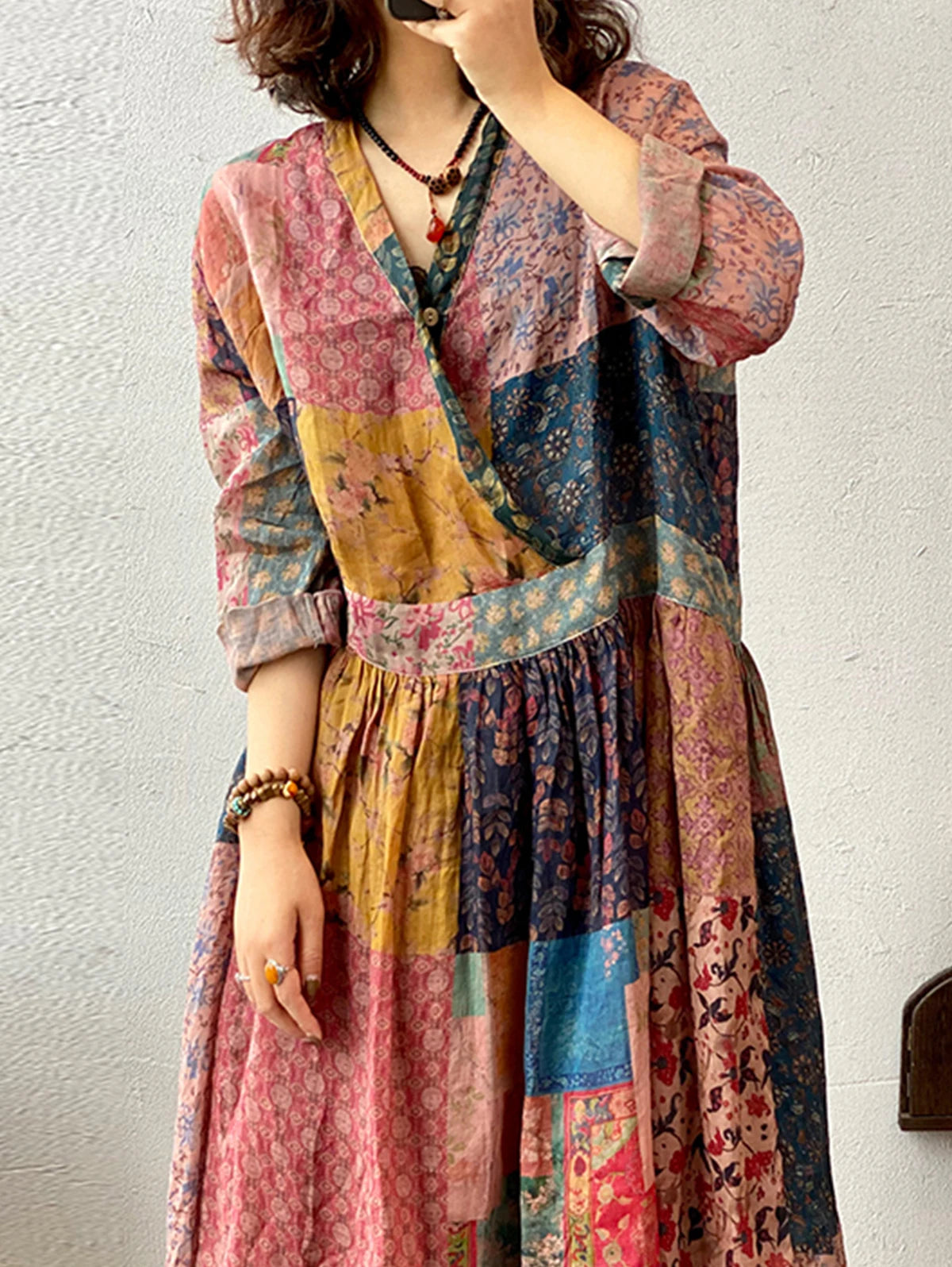 ModeBelle's Lange Mouw Vintage Bloemen Zomer Lange Jurken voor Vrouwen