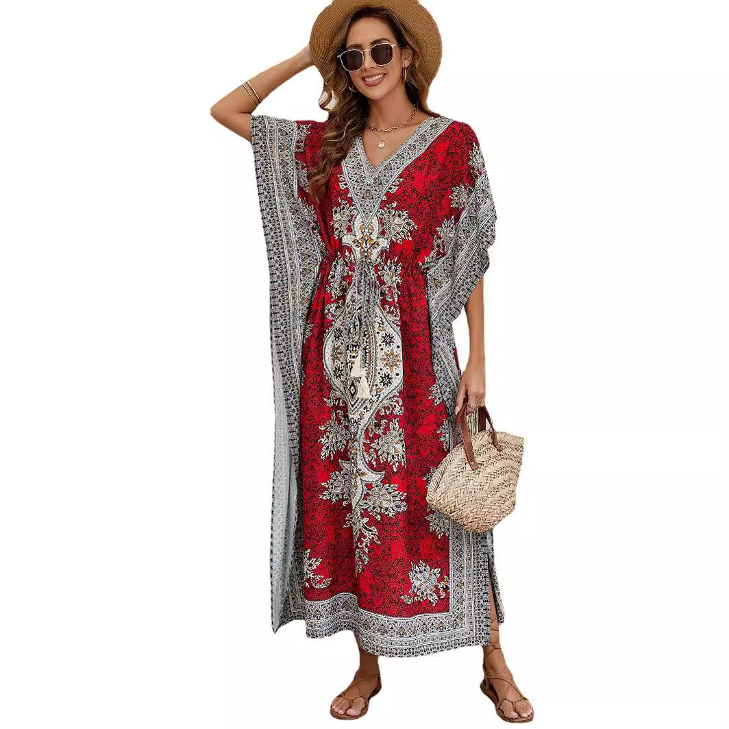 Laura | Elegante en comfortabele lange zomerjurk met V-hals
