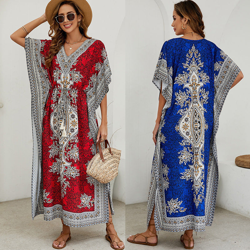 Laura | Elegante en comfortabele lange zomerjurk met V-hals