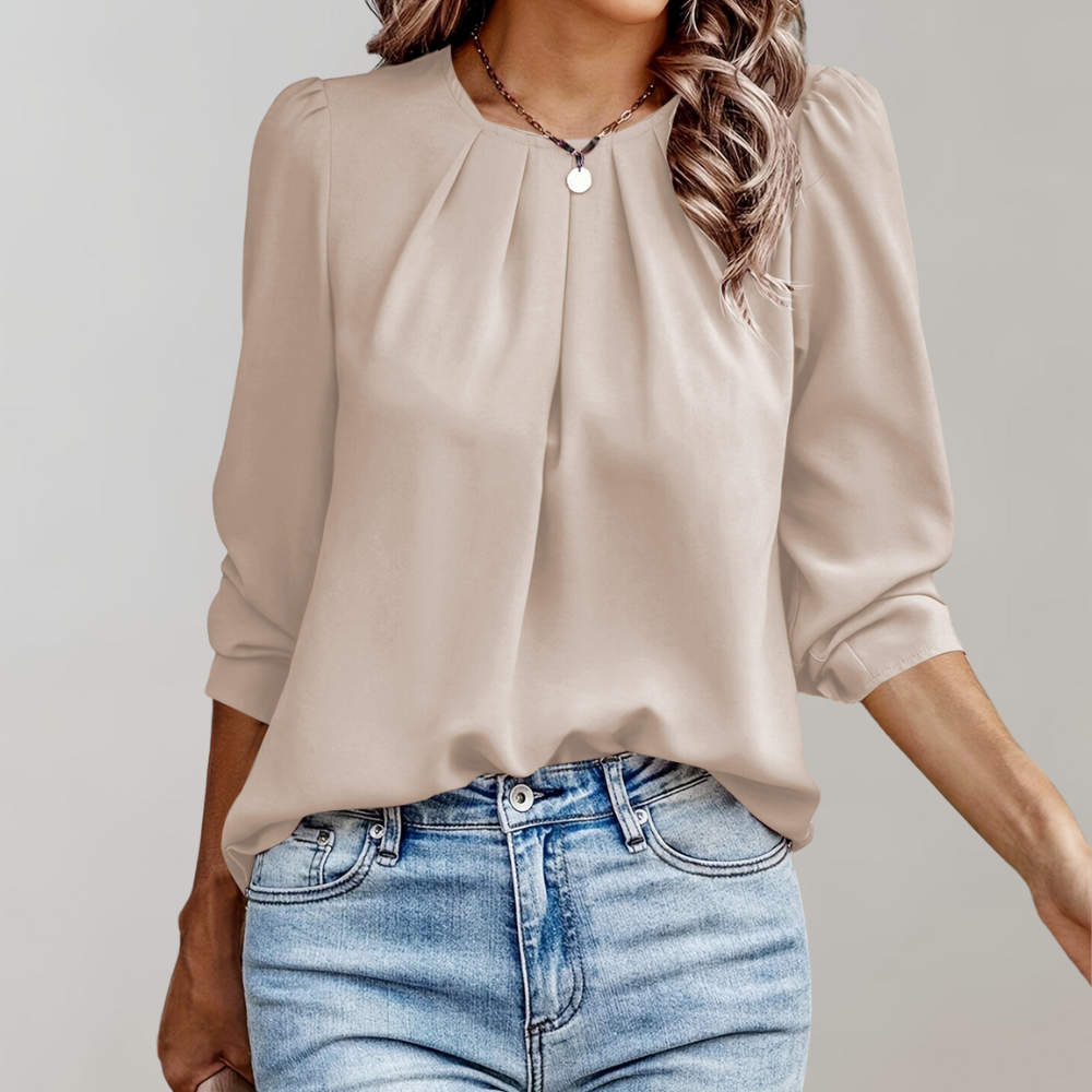 Lena | Unieke blouse met plooien en pofmouwen