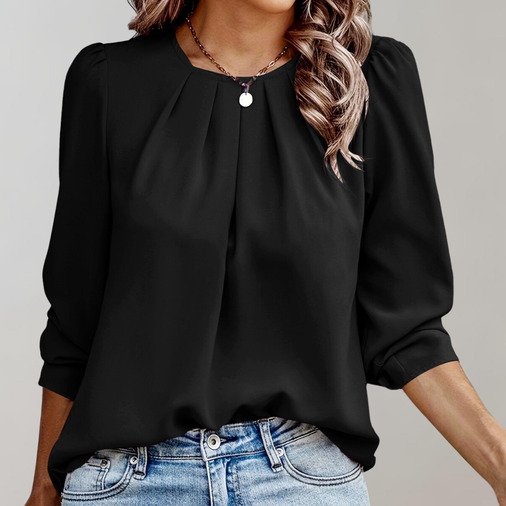 Lena | Unieke blouse met plooien en pofmouwen