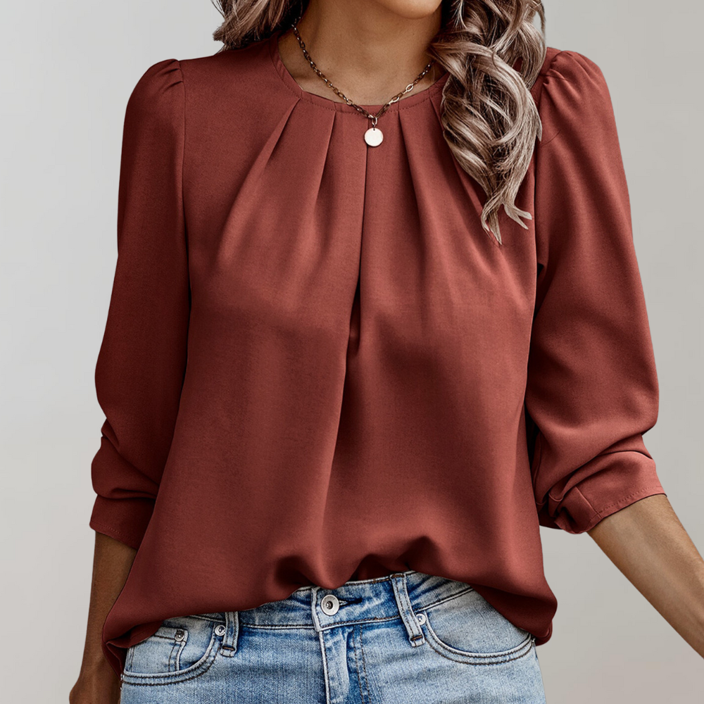 Lena | Unieke blouse met plooien en pofmouwen