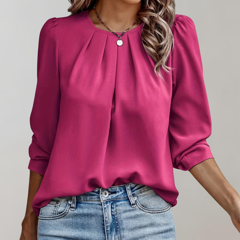 Lena | Unieke blouse met plooien en pofmouwen