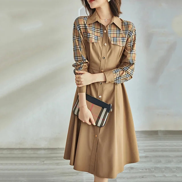 Ella Patched Plaid Shirt Dress voor Vrouwen