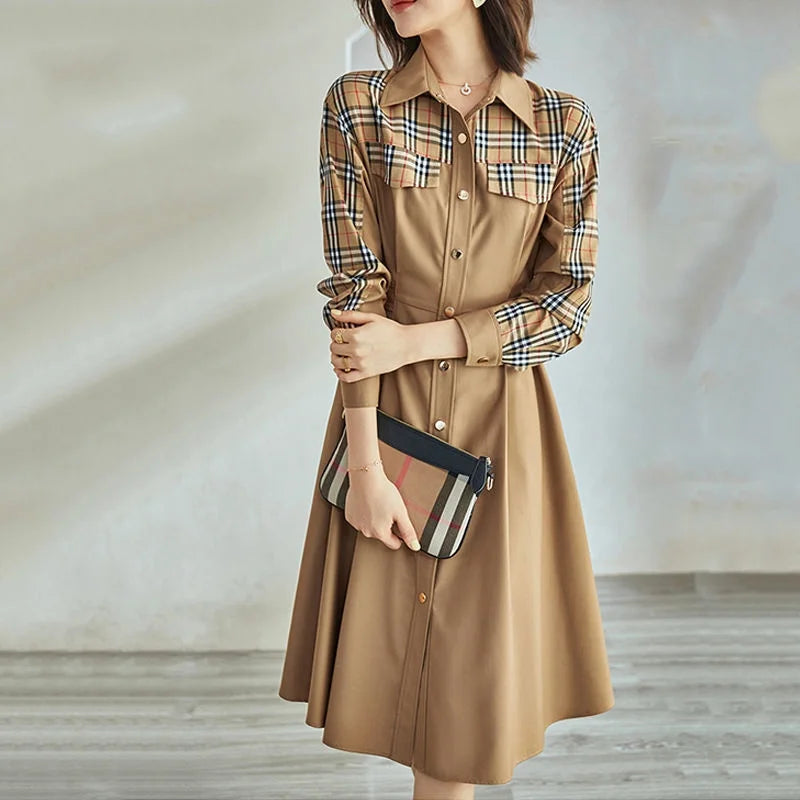 Ella Patched Plaid Shirt Dress voor Vrouwen