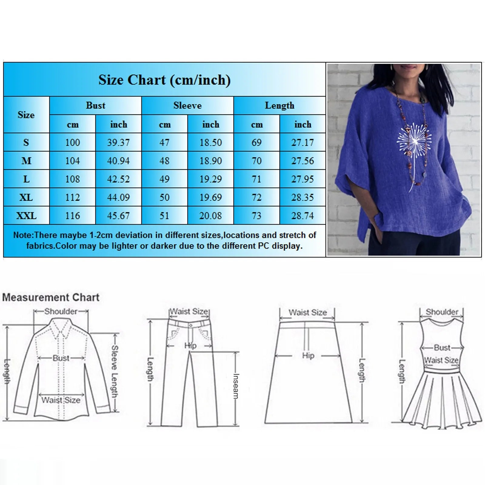 BreezeCotton Magliette Sciolte per Donne