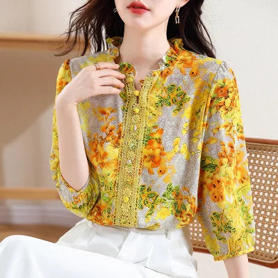 Summer Women's Blouse with Fashionable Print