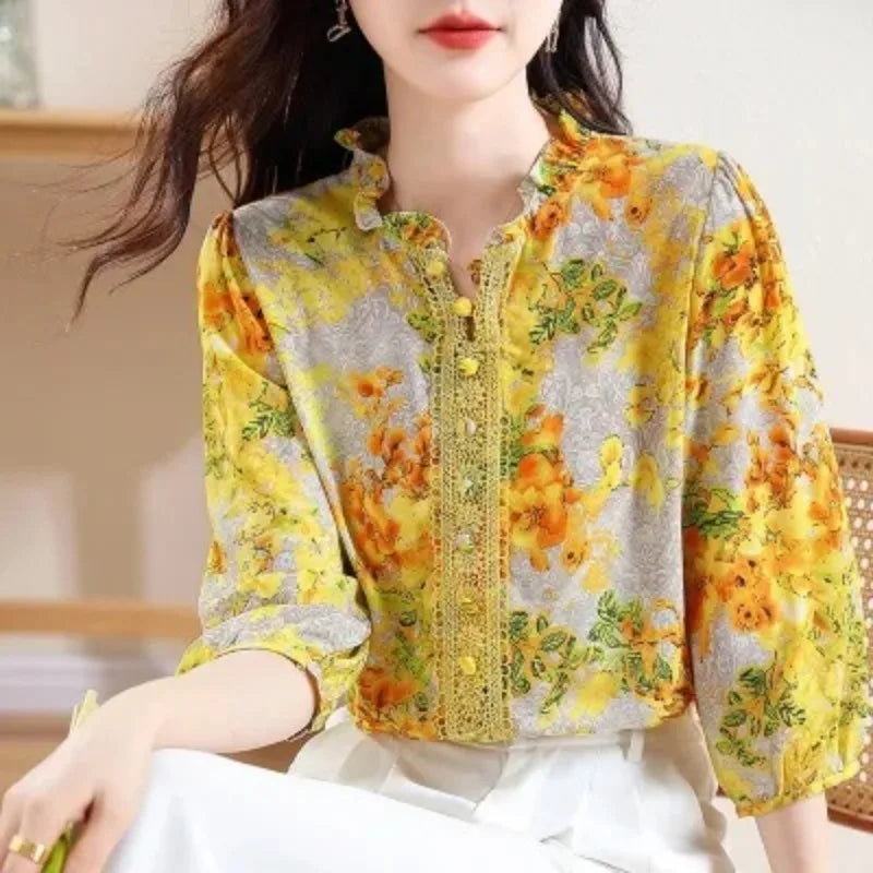 Summer Women's Blouse with Fashionable Print