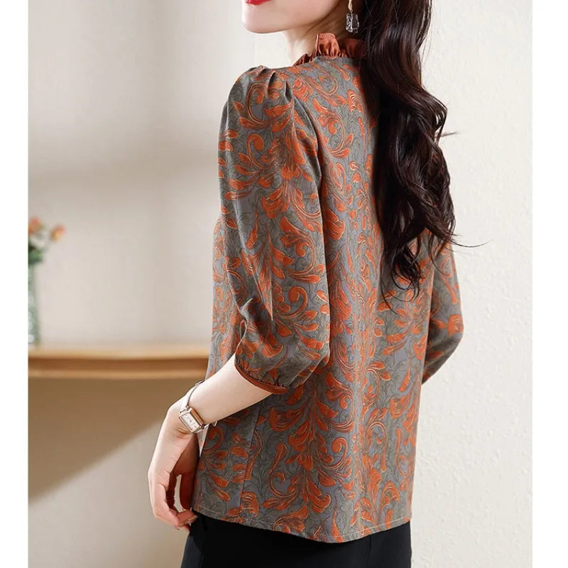 Summer Women's Blouse with Fashionable Print